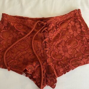 Forever 21 Rust Crochet Lace Shorts